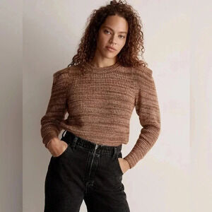 Madewell Women's  Brown Space- Dyed Prentess Wool Alpaca Blend Sweater Size 2XS‎